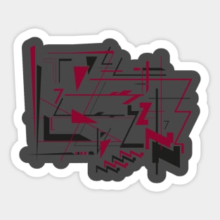 Abstract digital art number 7 - black and bordeaux Sticker